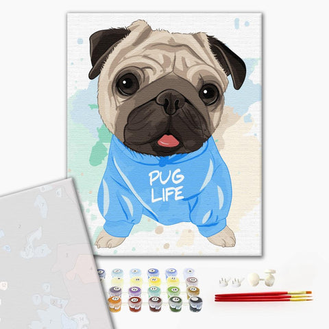 Premium malowanie po numerach Jasny Mopsik. (PBS51352)