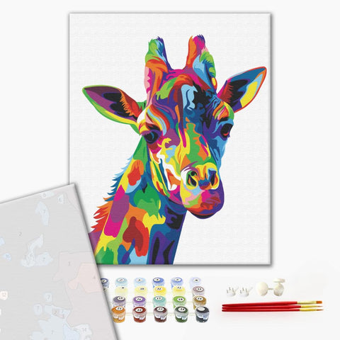 Premium malowanie po numerach Tęczowa żyrafa (PBS26194)