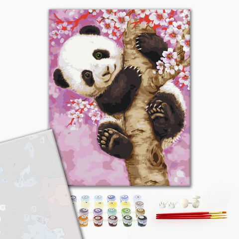 Premium malowanie po numerach Panda na sakurze (PBS30274)