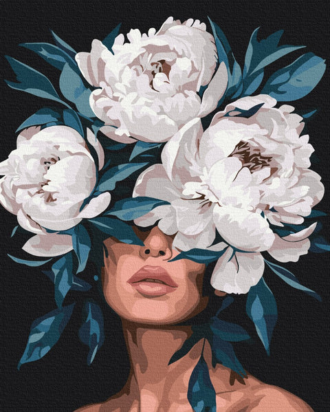 Premium malowanie po numerach Sekret białych piwonii (PBS54008)