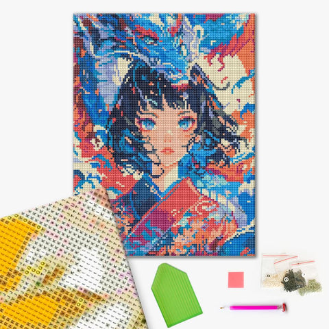 Haft diamentowy Corgi w kosmosie (DRBS53819)