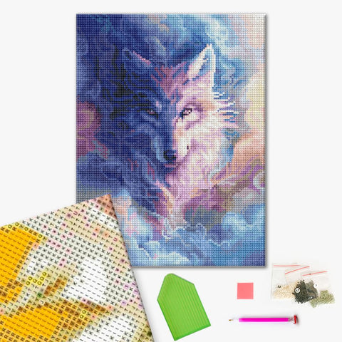 Haft diamentowy Wilk w chmurach (RDBS7018)