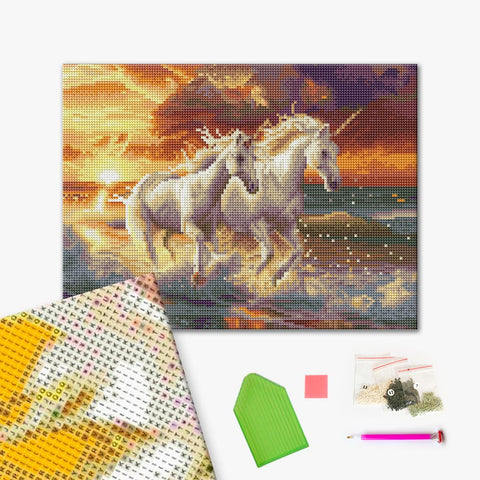 Haft diamentowy Jednorożce na wybrzeżu (RDBS7023)