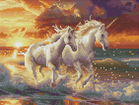 Haft diamentowy Jednorożce na wybrzeżu (RDBS7023)