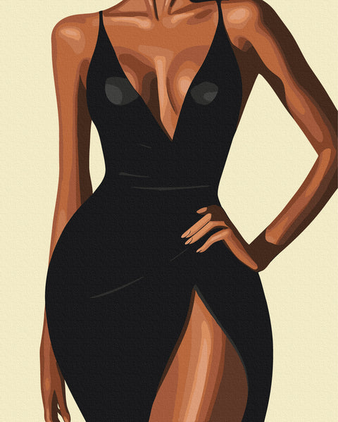 Premium malowanie po numerach Magia czarnej sukienki (PBS54247)