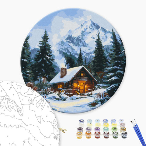 Okrągłe malowanie po numerach Wróżkowa chatka w lesie (rozmiar M) (RC00097M)