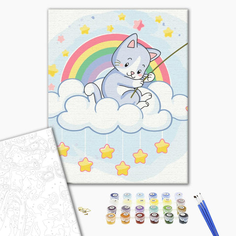 Malowanie po numerach kot łapacz gwiazd (BS51346)