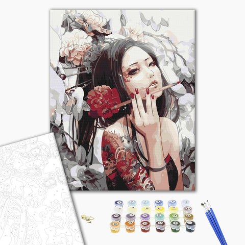 Malowanie po numerach Dziewczyna z tatuażem smoka (BS269)