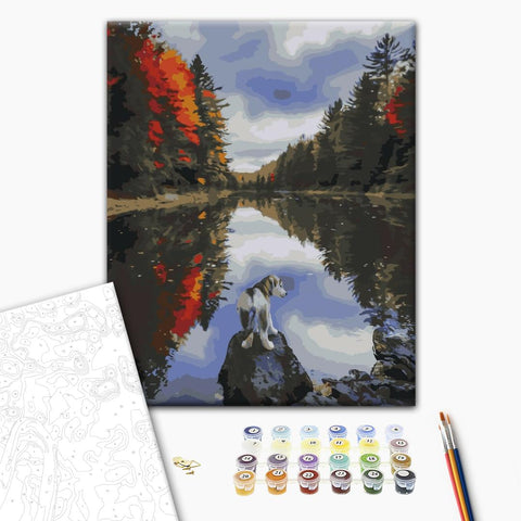 Malowanie po numerach Pies nad jeziorem (BS51425)