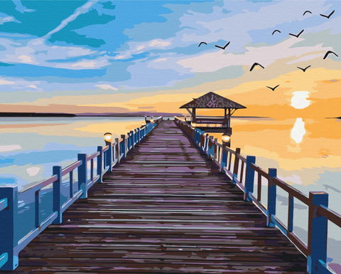 Malowanie po numerach Most w zachodzie słońca (BS631)