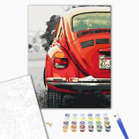 Malowanie po numerach Czerwony Retro. (BS52404)