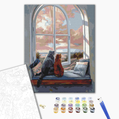 Malowanie po numerach Krajobraz dla kotów (BS52220)