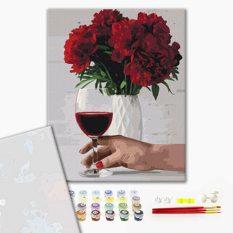 Premium malowanie po numerach Wino z piwonii (PBS52524)