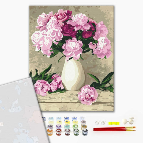 Premium malowanie po numerach Delikatne piwonie (PBS069)