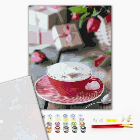 Premium malowanie po numerach Filiżanka Cappuccino. (PBS38491)