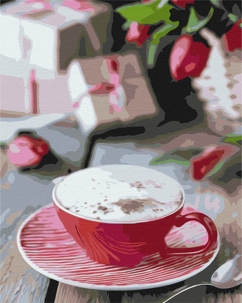 Premium malowanie po numerach Filiżanka Cappuccino. (PBS38491)