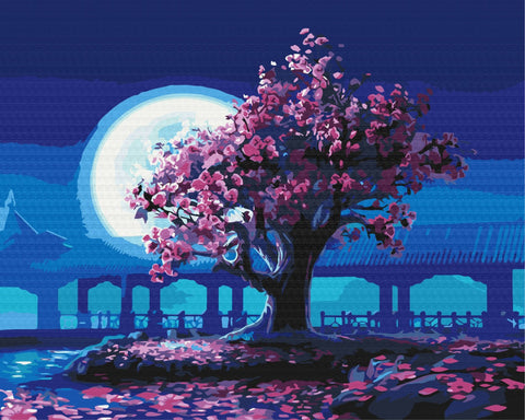 Premium malowanie po numerach Sakura w świetle księżyca (PBS25275)
