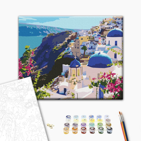 Malowanie po numerach Krajobraz Santorini. (RBS51589)