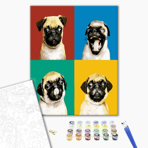 Malowanie po numerach Collage with a pug (BS51321)