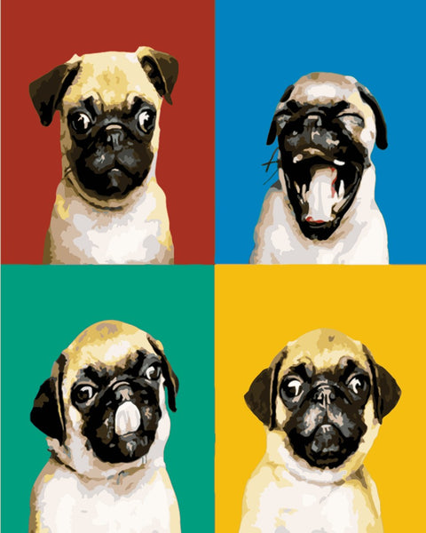 Malowanie po numerach Collage with a pug (BS51321)