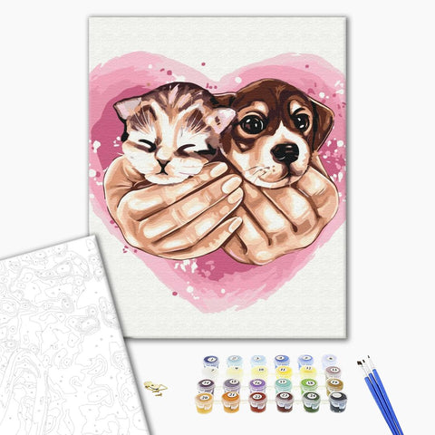 Malowanie po numerach Animals in the palms (SBS004)