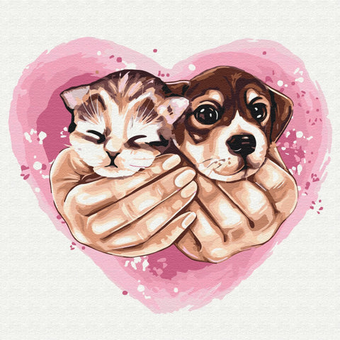 Malowanie po numerach Animals in the palms (SBS004)