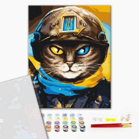 Premium malowanie po numerach Cat Defender ©Marianna Pashchuk (PBS53083)