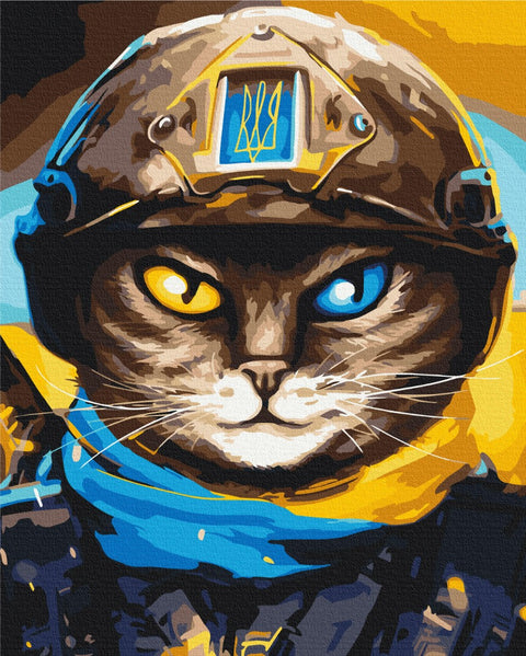 Premium malowanie po numerach Cat Defender ©Marianna Pashchuk (PBS53083)