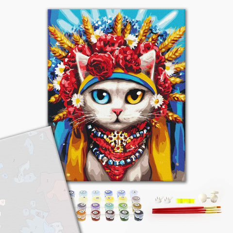 Premium malowanie po numerach Ukrainian kitty ©Marianna Pashchuk (PBS53126)