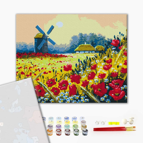 Premium malowanie po numerach Poppies field (PBS53148)