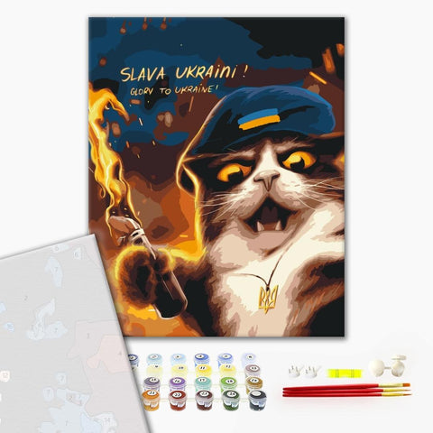 Premium malowanie po numerach Rebel cat ©Marianna Pashchuk (PBS53120)