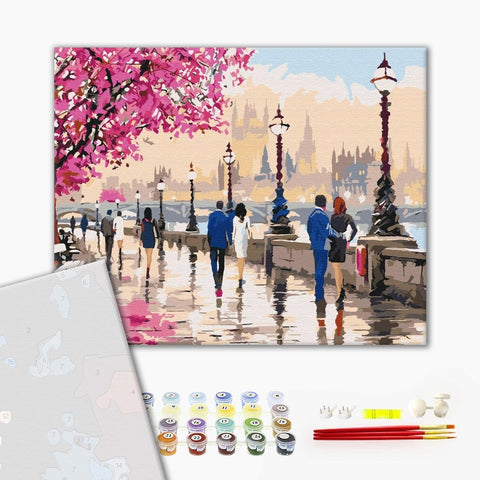 Premium malowanie po numerach Walking tour of romantic London (PBS52784)