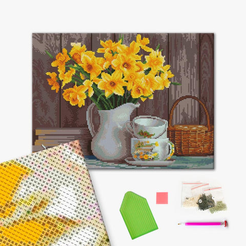 Haft diamentowy Martwa natura z żonkilami (DBS1010)