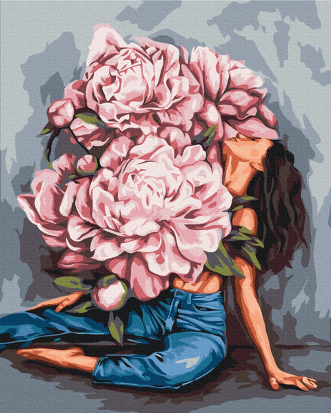 Premium malowanie po numerach Whirlpool of peonies @Daria Mikhailishina (PBS53219)