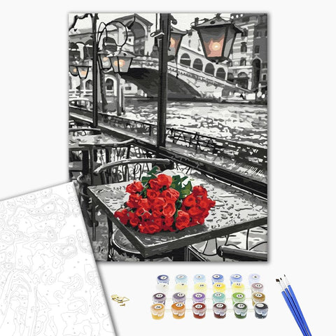 Premium malowanie po numerach Roses in the rain (PBS9754)