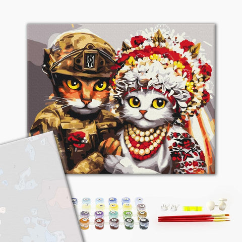 Premium malowanie po numerach Wedding of brave cats ©Marianna Pashchuk (PBS53312)