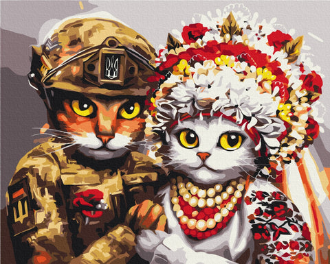 Premium malowanie po numerach Wedding of brave cats ©Marianna Pashchuk (PBS53312)