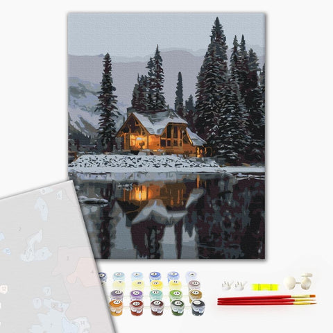 Premium malowanie po numerach Ośnieżony dom (PBS52498)