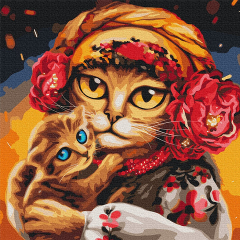 Premium malowanie po numerach Cats family ©Marianna Pashchuk (PBS53117M)