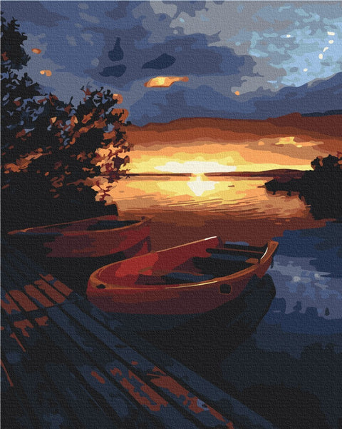 Premium malowanie po numerach Beautiful sunset on the lake (PBS21737)