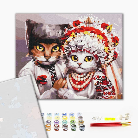 Premium malowanie po numerach Wedding of Ukrainian cats  ©Marysha_art (PBS53340)