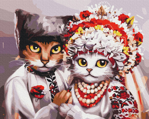 Premium malowanie po numerach Wedding of Ukrainian cats  ©Marysha_art (PBS53340)