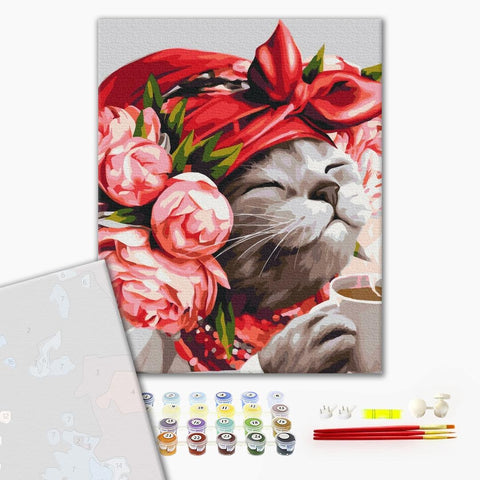 Premium malowanie po numerach Kotka, lubiąca domowe porządki  © Marianna Pashchuk (PBS53241M)