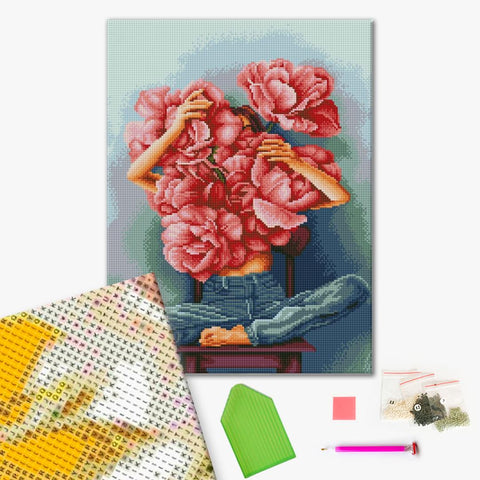 Haft diamentowy Piwonie w ramionach ©Mykhailyshyna Daria (DBS1073)