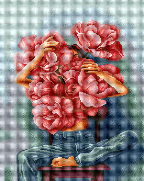 Haft diamentowy Piwonie w ramionach ©Mykhailyshyna Daria (DBS1073)