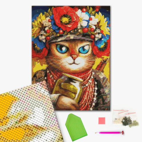 Haft diamentowy Kotek obrońca ©Marianna Pashchuk (DBS1032)