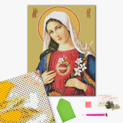 Haft diamentowy Serce Najświętszej Maryi Panny (DBS1088)