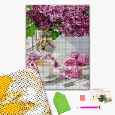 Haft diamentowy Liliowy i kawowy (DBS1106)