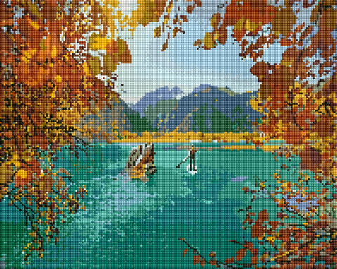 Haft diamentowy Spacer wzdłuż górskiego jeziora (DBS1017)