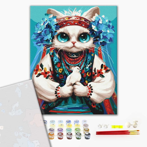 Premium malowanie po numerach Kot wolności © Marianna Pashchuk (PBS53802)